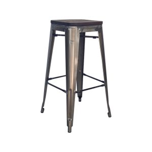 Super-Seat | Tolix Barstools | Métal avec finition bois vintage. Design minimaliste, jambes fines avec pieds en caoutchouc. | Mobilier de restauration