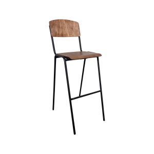 Super-Seat | The Vanitas vintage old-school bar stools brown | Bois brun et métal noir, dossier haut, look old-school épuré. | Mobilier de restauration