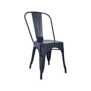 Super-Seat | The Tolix (terrace) chairs matt black | Chaise en métal noir au design industriel, avec assise perforée et dossier robuste. | Mobilier de restauration