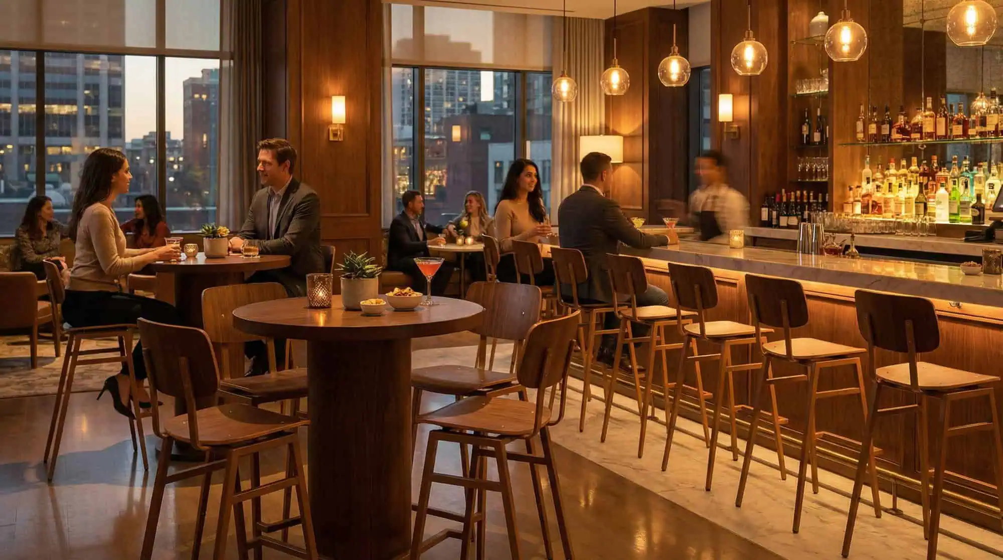 Tabourets de bar industriels Rietveld marron / ocre