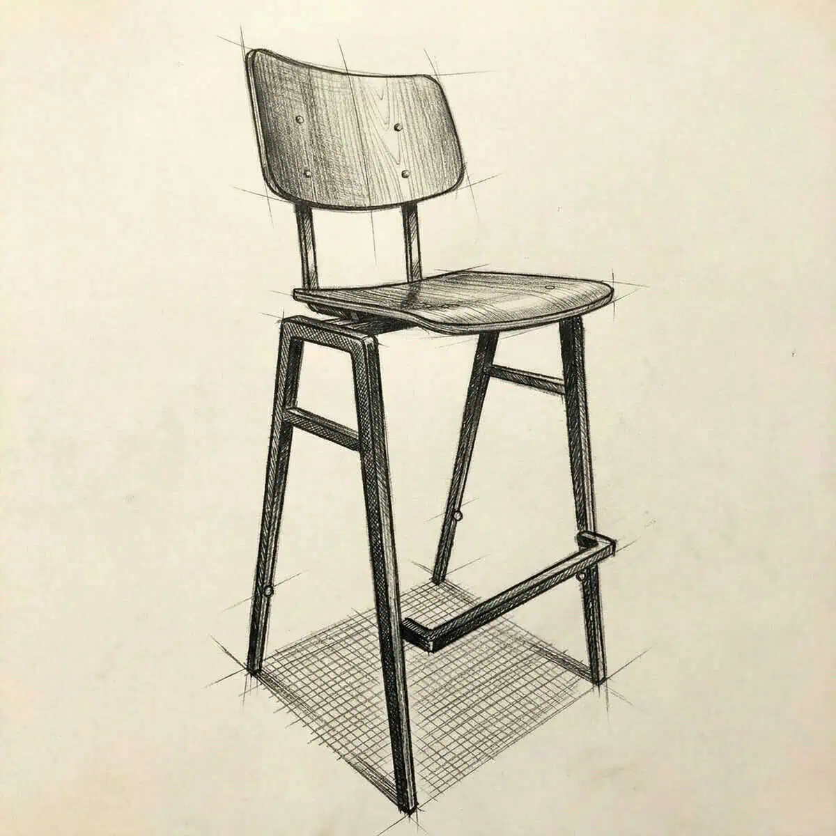 Tabourets de bar industriels Rietveld marron / ocre