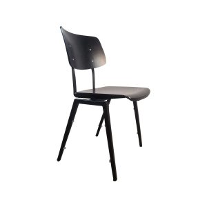 Super-Seat | The Rietveld industrial school chairs black/black | Chaise noire avec structure métallique, assise et dossier lisses. . | Mobilier de restauration