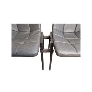 Super-Seat | Toxor barkruk | Twee grijze barkrukken met metalen poten and matzwarte afwerking, verbonden door een centrale beugel. | Horecameubilair