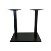 Super-Seat | Socle de table de bar | Le métal noir est conçu avec deux structures verticales, un design minimaliste sur un fond blanc. | Horecameubilair