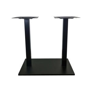 Super-Seat | Socle de table de bar | Le métal noir est conçu avec deux structures verticales, un design minimaliste sur un fond blanc. | Horecameubilair