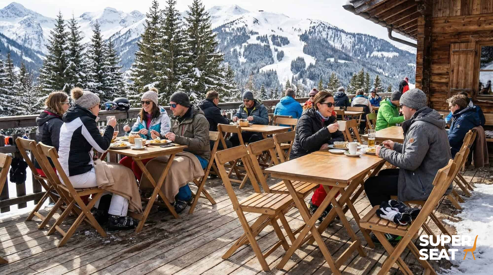 Super-Seat | Les tablettes et les poêles sont installés sur des terrasses spacieuses, et les hommes se sentent à l'aise en hiver. | Horecameubilair