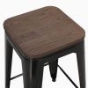 Toxor Tabourets de bar noir mat bois