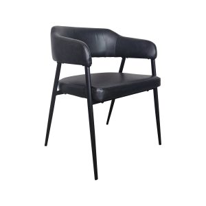 Super-Seat | The Maxwell hospitality armchairs in black | Chaises modernes noires avec tapis incurvé, accoudoirs et pieds fins. | Mobilier de restauration