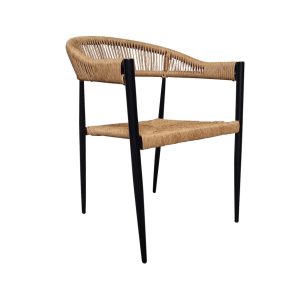 Super-Seat | Prague Terrace Chair | Structure noire avec fibres naturelles tressées, design minimaliste et dossier rond. | Mobilier de restauration