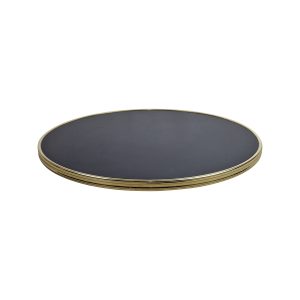 Super-Seat | Plateau rond noir et doré | Un disque noir élégant avec des accents dorés, fabriqué en matériau Werzalit durable. | Mobilier de restauration