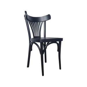 Super-Seat | The Thonet Bentwood Cafe Chair Black Fan | Chaises en bois laqué noir avec dossier incurvé et pieds fins. | Mobilier de restauration