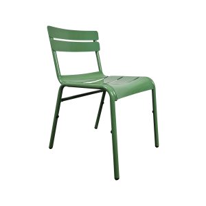 Super-Seat | The Luxembourg hospitality patio chairs green | Chaise en métal vert aux lignes élancées et à l'assise à lattes, idéale pour l'intérieur ou l'extérieur. | Mobilier de restauration