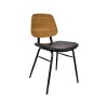 Super-Seat | The Miles Retro Chair | Cette chaise a un dossier en bois et une assise tapissée noire avec des coutures similaires. Il repose sur des pieds en métal noir. Convient aux environnements modernes de l'hôtellerie et de la restauration. | Mobilier de restauration