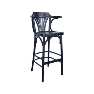 Super-Seat | The Thonet bentwood café bar stools black, with carpet MA fan | Black wood, fan back, round seat. Une allure élégante. | Mobilier de restauration