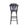 Tabourets de bar de café Thonet en bois courbé noir avec dossier et motif éventail 