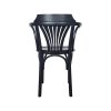 Chaise de café Thonet bois cintré noir avec accoudoirs et dossier éventail