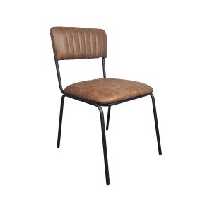 Super-Seat | The Aviator hospitality stacking chairs cognac | Revêtement strié cognac, assise marron, pieds en métal noir, chaise sans accoudoirs. | Mobilier de restauration