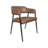 Super-Seat | Les fauteuils d'accueil Maxwell cognac | Revêtement chic cognac, pieds en métal noir, dossier et accoudoirs incurvés. Elégance moderne. | Mobilier de restauration