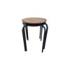 Super-Seat | Stack Tabouret Vanitas tabourets d'école | Pieds en métal noir, assise en bois naturel, design minimaliste. | Mobilier de restauration