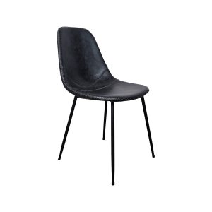 Super-Seat | The Charlie vintage leather bucket chairs black | Assise en cuir noir, pieds fins en métal noir, design minimaliste et vintage. | Mobilier de restauration