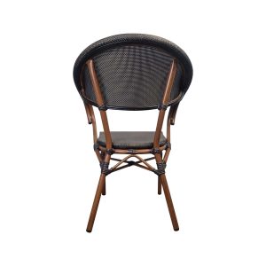 Super-Seat | Chaises patio d'hospitalité en textile, courbées, marron | Textile marron avec tissage croisé, dossier arrondi et bande foncée. Parfait pour la restauration. | Mobilier de restauration