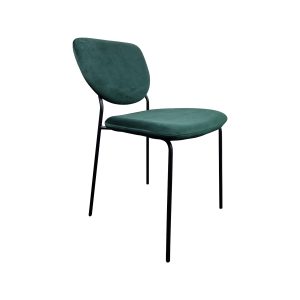 Super-Seat | The Jazz Retro Hospitality Design Stack Chairs | Tissu vert pétrole, dossier incurvé, pieds en métal noir. Un look moderne et minimaliste. | Mobilier de restauration