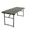 Super-Seat | Les tables de campagne vintage, tables pliantes de l'armée 182x70cm | Tablettes en bois et pieds en métal ; aspect vieilli avec des rayures rustiques. |. | Mobilier de restauration