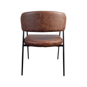 Super-Seat | Le Fauteuil de restaurant Maxwell cognac | Cognac-kleurig kunstleer, brede zitting en rugleuning, slanke zwarte metalen poten. | Horecameubilair
