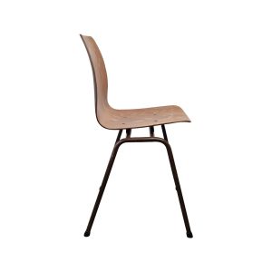 Super-Seat | Amsterdam poker old brown café bar table chair Light brown wood and metal legs, curved seat, white background. | Mobilier de restauration