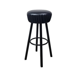 Super-Seat | Tabouret de bar industriel noir | Tabouret en métal noir avec assise ronde rembourrée, bord brut et pieds robustes. | Mobilier de restauration