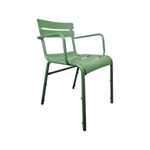 Super-Seat | Luxembourg Terrace Armchair | Chaise de terrasse en métal vert avec lattes, accoudoirs et dossier légèrement incurvé. Elégant et moderne. | Mobilier de restauration
