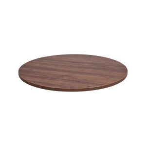 Super-Seat | Le plateau de table d'accueil en mélamine chêne noyer rond 67cm | Marron moyen, mélamine lisse avec grain de bois naturel, bords plats. |. | Mobilier de restauration