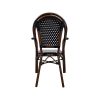 Chaise de bar pour terrasse en osier café de Paris noir avec accoudoirs
