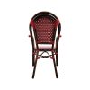 Chaise de bar pour terrasse en osier café de Paris rouge avec accoudoirs