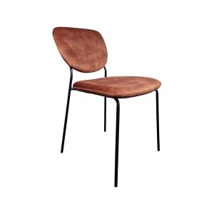 Super-Seat | Stack Chairs Velvet Copper | Chaise moderne avec revêtement marron et pieds en métal noir, parfaite pour la restauration. | Mobilier de restauration