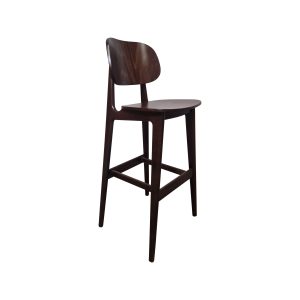 Super-Seat | Tabouret de bar design scandinave Bonn Brown | Bois foncé, dossier incurvé, pieds fins, design minimaliste. | Mobilier de restauration