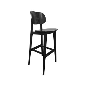 Super-Seat | Tabourets de bar design scandinave Bonn noir | Finition en bois noir, dossier incurvé, pieds fins avec repose-pieds. | Mobilier de restauration