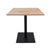 Super-Seat | Tables d'accueil mélamine chêne 67x67cm | Plateau mélamine chêne, base métal noir, design carré et minimaliste. | Mobilier de restauration