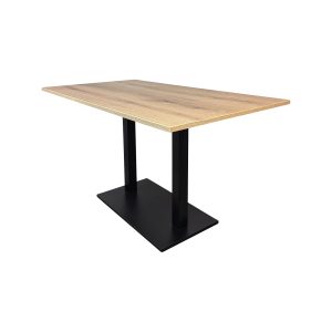 Table de restaurant en mélamine chêne 120 x 67cm avec socle
