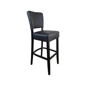 Super-Seat | Lisa Rome Hospitality Barstool Black | Tabouret de bar noir avec structure en bois, repose-pieds et textile mat, idéal pour la restauration. | Mobilier de restauration