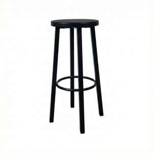 Super-Seat |Tabouret de bar en métal noir avec assise et repose-pieds ronds, idéal pour les intérieurs bistro ou industriels. | Mobilier de restauration