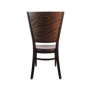 Super-Seat | Les Chaises Felix en bois pour la restauration brun foncé | Donkerbruine houten stoel with gebogen rugleuning, zichtbare houtnerf, taps toepende poten |. | Horecameubilair