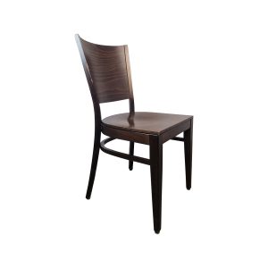 Super-Seat | Les Chaises Felix en bois pour la restauration brun foncé | Donkerbruine houten stoel met gebogen rugleuning en rechte poten. | Horecameubilair