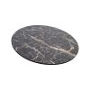 Super-Seat | HPL hospitality table tops black marble | Plateau rond foncé avec des veines blanches/brunes, sur un fond blanc uni. | Mobilier de restauration