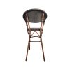 Super-Seat | The Textile hospitality (patio) bar stools curved brown | Chaise haute avec structure métallique marron et assise en maille noire, idéale pour l'hospitalité. | Mobilier de restauration