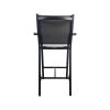 Super-Seat | Textile Hospitality Bar Stools Sunny Black | Tabouret de bar en métal noir avec dossier et accoudoirs en maille textile. Design minimaliste. | Mobilier de restauration