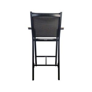Super-Seat | Tabourets de bar pour terrasse | Le bois noir avec le revêtement en maille, le cadre en métal et l'ontwerp moderne. Geschikt for terrassen. | Horecameubilair