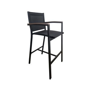 Super-Seat | Tabourets de bar pour terrasse Textilène Sunny noir | Structure en métal avec Textilène noir pour un look terrasse moderne. | Horecameubilair