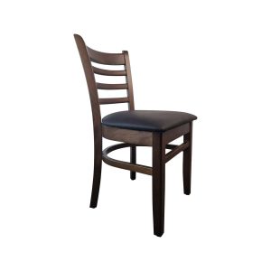 Super-Seat | Les chaises de bistro en bois Alessandro | Bois brun foncé, dossier en échelle, assise ronde en cuir noir. Un charme classique. | Mobilier de restauration