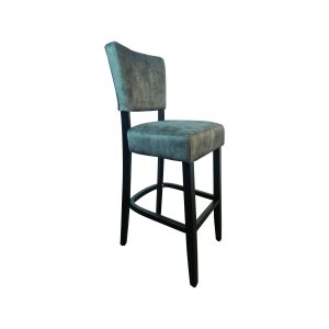 Super-Seat | Tabourets de bar Lisa Rome hospitality | Chaise haute de style vintage avec structure foncée, assise et dossier rembourrés en gris clair. | Mobilier de restauration